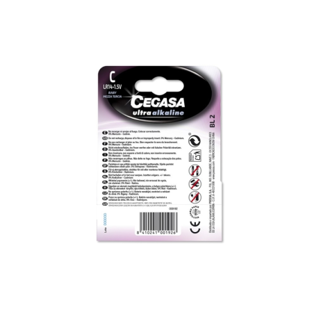 Pack de 2 piles alcalines Cegasa Ultra LR14 C - Haute technologie - Plus de capacité, de puissance et de performances