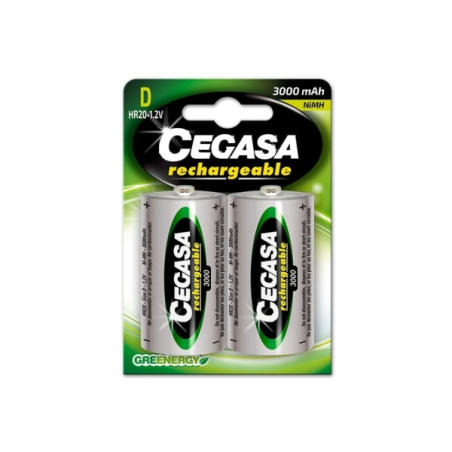 Lot de 2 piles rechargeables Cegasa HR20 D 3000 mAh