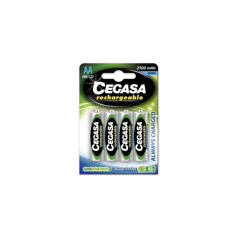 Lot de 4 piles rechargeables Cegasa AA HR6 2100 mAh - Technologie RTU