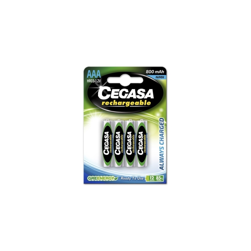Lot de 4 piles rechargeables Cegasa AAA HR03 800 mAh - Technologie RTU
