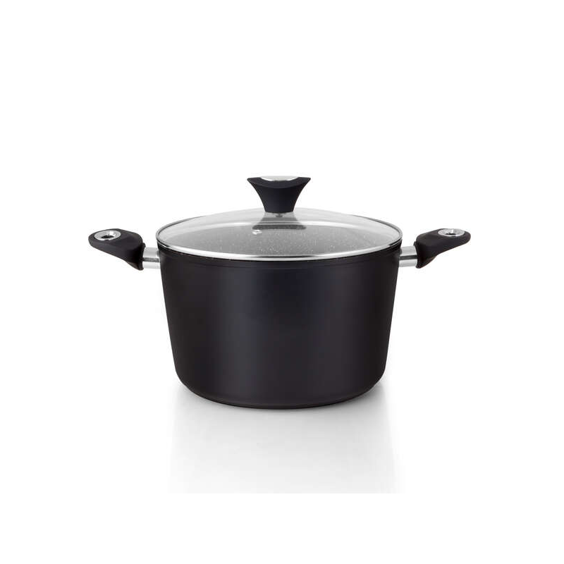 Orbegozo CFH 3024 Casserole Profonde en Aluminium Forgé - Capacité 6L - Antiadhésive - Poignée Ergonomique - Couvercle en Verre