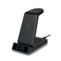 Station de charge à induction 4 en 1 Thomson CL750IS - Réveil et veilleuse - Compatible avec Android - Noir