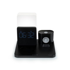 Thomson Réveil avec Station de Chargement sans Fil pour Smartphone, Smartwatch - Chargement USB-C pour Casque - Écran LCD - Veil