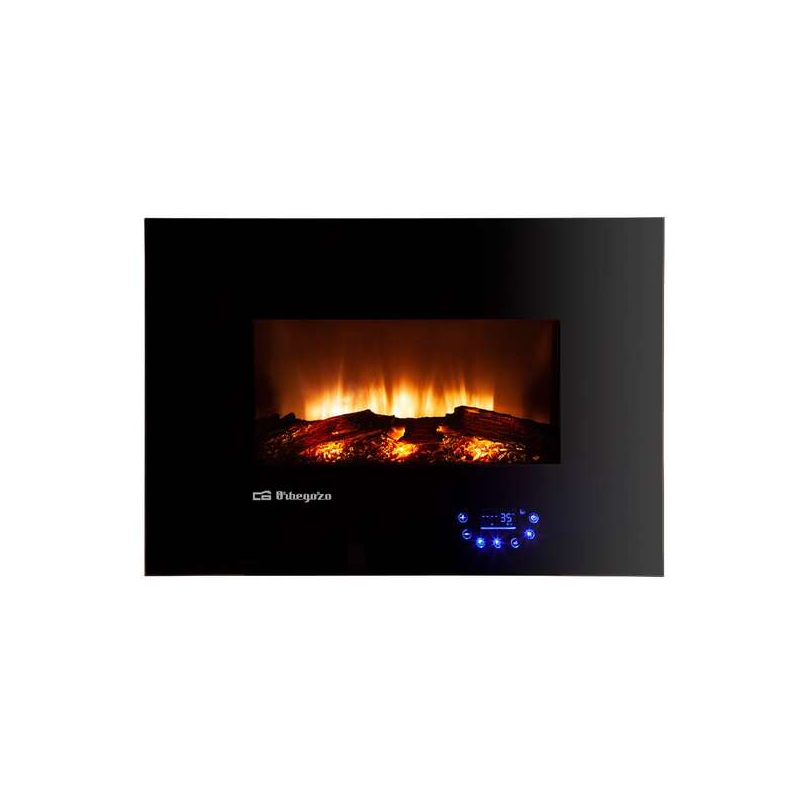 Cheminée Électrique Orbegozo 8000 Effet Feu Réel - Puissance 1800W - Panneau de Commande Tactile - 5 Niveaux d'Intensité de Flam