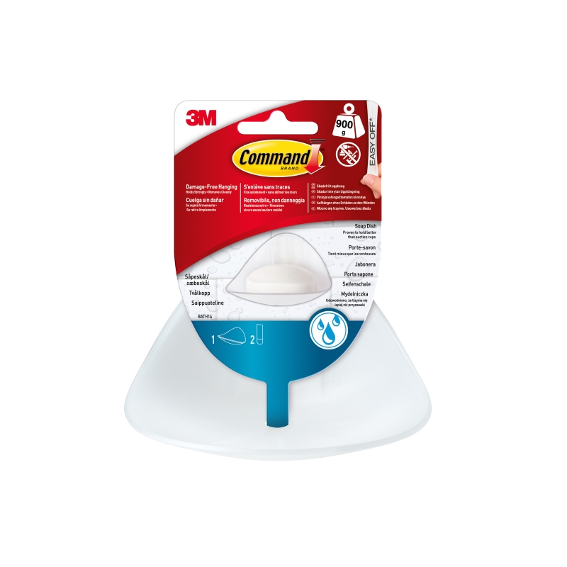 Porte-savon de salle de bain Command - Capacité jusqu'à 0,9 kg - Blanc