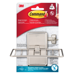 Porte-savon de salle de bain Command - Peut contenir jusqu'à 2 lb - Comprend 2 bandes adhésives de taille moyenne - Nickel satin
