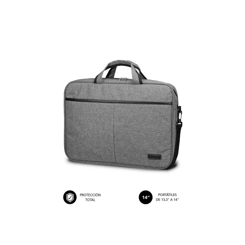 Sacoche pour ordinateur portable Subblim Elite de 13,3" à 14" - En polyester Oxford - Double fermeture éclair - Gris