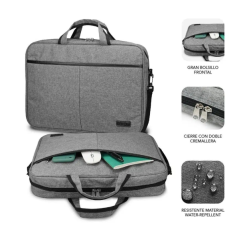 Sacoche pour ordinateur portable Subblim Elite de 13,3" à 14" - En polyester Oxford - Double fermeture éclair - Gris