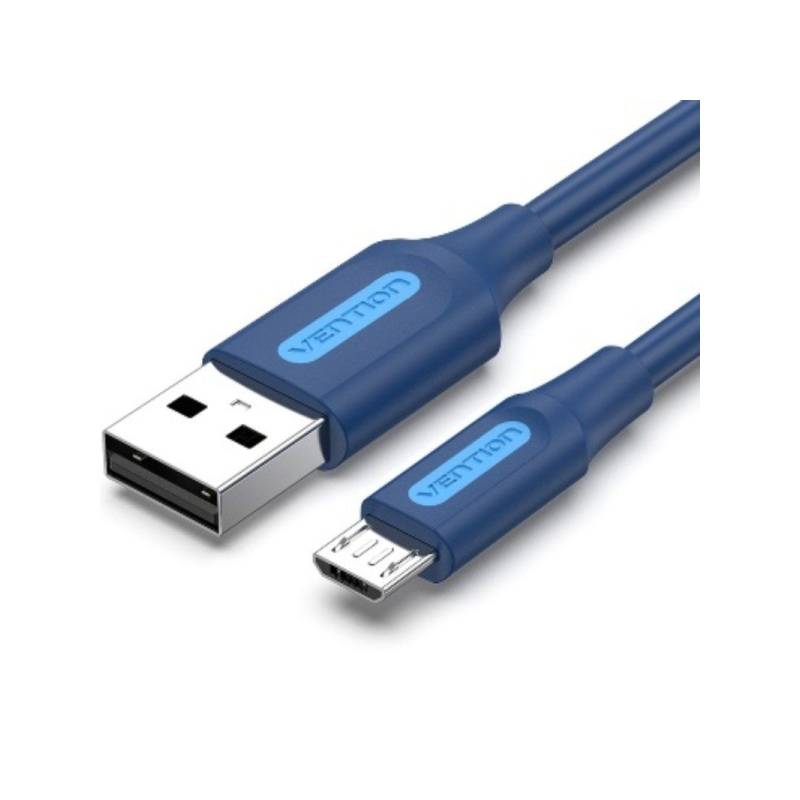Câble USB 2.0 Vention - Puissance maximale 60 W - Longueur 1 m - USB-A vers micro-USB - Vitesse jusqu'à 480 Mbit/s - Revêtement