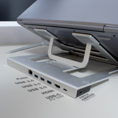 Support pour ordinateur portable Coolbox ATRILDOCK jusqu'à 17" - 3x USB 3.0, HDMI, RJ45, USB-C PD - Aluminium - Pliable - Caoutc