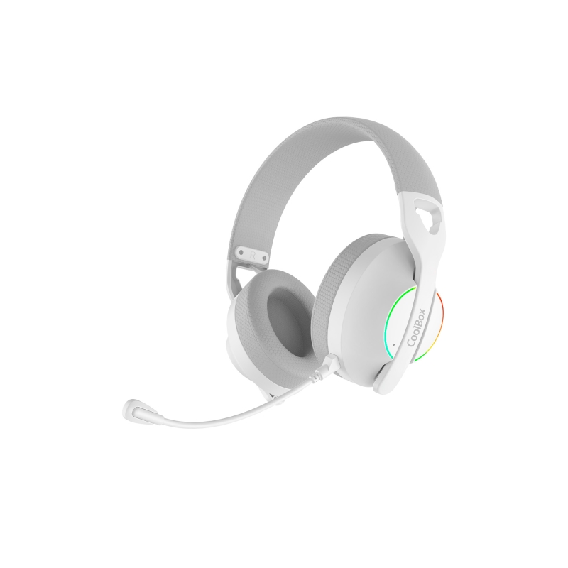 Casque Gaming sans fil Coolbox WB01 avec microphone - Bluetooth 5.4, connectivité sans fil 2,4 GHz ou jack - Éclairage RGB - Jus