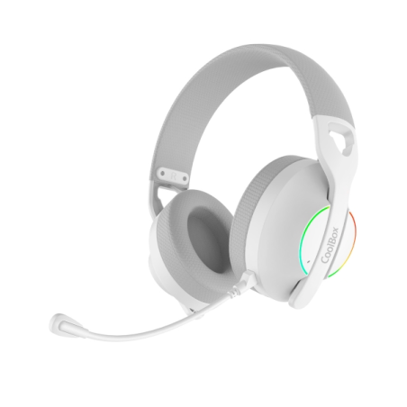 Casque Gaming sans fil Coolbox WB01 avec microphone - Bluetooth 5.4, connectivité sans fil 2,4 GHz ou jack - Éclairage RGB - Jus