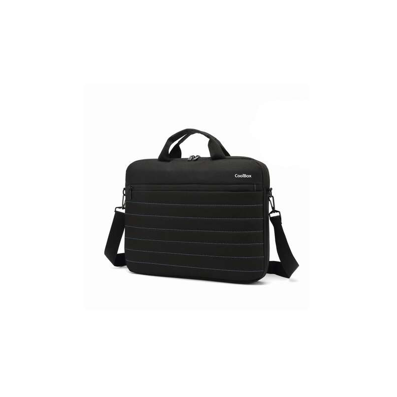 Mallette pour ordinateur portable CoolBox jusqu'à 14" - Compartiment principal rembourré - Tissu imperméable - Couleur Noir