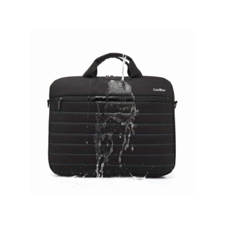 Mallette pour ordinateur portable CoolBox jusqu'à 14" - Compartiment principal rembourré - Tissu imperméable - Couleur Noir