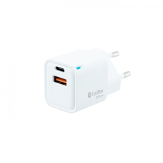 Coolbox GaN Chargeur Mural 20W USB-C/USB-A Charge Rapide - Compact - Double USB - Efficacité Énergétique - Couleur Blanc