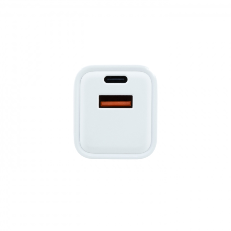 Coolbox GaN Chargeur Mural 20W USB-C/USB-A Charge Rapide - Compact - Double USB - Efficacité Énergétique - Couleur Blanc