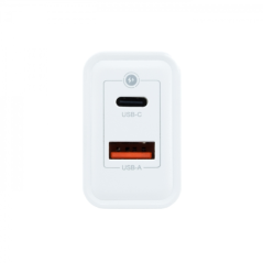 Coolbox GaN Chargeur Mural 30W USB-C/USB-A Charge Rapide - Compact - Double USB - Efficacité Énergétique. - Couleur blanche