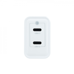 Coolbox Chargeur Mural GaN 35W USB-C/USB-C Charge Rapide - Compact - Technologie GaN - Double Port USB-C - Couleur Blanc