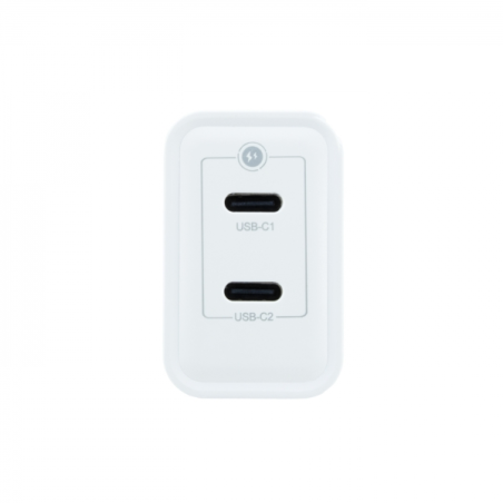 Coolbox Chargeur Mural GaN 35W USB-C/USB-C Charge Rapide - Compact - Technologie GaN - Double Port USB-C - Couleur Blanc