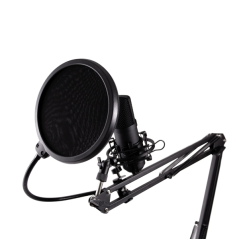 Microphone cardioïde USB Coolbox Coolcaster avec bras extensible pour le streaming - Bonnette anti-vent et filtre anti-pop - Tré
