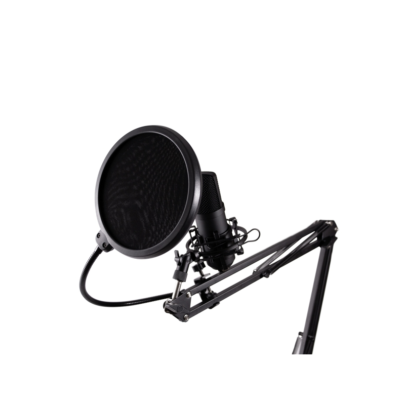 Microphone cardioïde USB Coolbox Coolcaster avec bras extensible pour le streaming - Bonnette anti-vent et filtre anti-pop - Tré