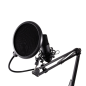 Microphone cardioïde USB Coolbox Coolcaster avec bras extensible pour le streaming - Bonnette anti-vent et filtre anti-pop - Tré