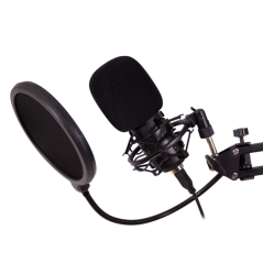 Microphone cardioïde USB Coolbox Coolcaster avec bras extensible pour le streaming - Bonnette anti-vent et filtre anti-pop - Tré