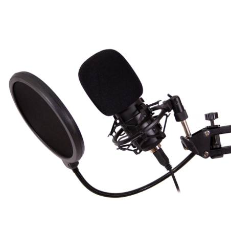 Microphone cardioïde USB Coolbox Coolcaster avec bras extensible pour le streaming - Bonnette anti-vent et filtre anti-pop - Tré