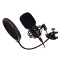 Microphone cardioïde USB Coolbox Coolcaster avec bras extensible pour le streaming - Bonnette anti-vent et filtre anti-pop - Tré