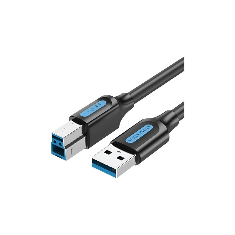 Câble d'imprimante Vention - Longueur : 1,5 m - USB-A vers USB-B 3.0 - Vitesse de transfert jusqu'à 5 Gbit/s - PVC - Finition ni