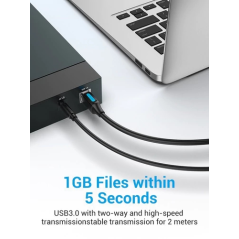 Câble d'imprimante Vention - Longueur : 1,5 m - USB-A vers USB-B 3.0 - Vitesse de transfert jusqu'à 5 Gbit/s - PVC - Finition ni