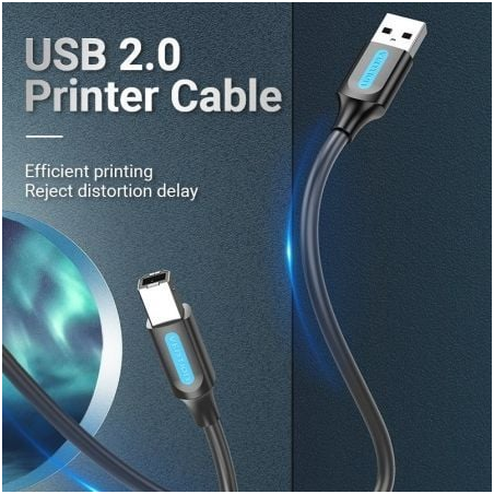 Câble d'imprimante Vention - Longueur : 15 m - USB-A - USB-B - Vitesse de transfert jusqu'à 480 Mbps - PVC - Noyau en ferrite -
