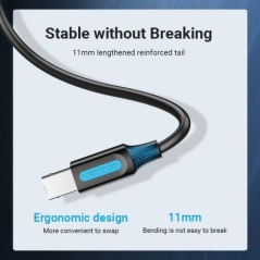 Câble d'imprimante Vention - Longueur : 15 m - USB-A - USB-B - Vitesse de transfert jusqu'à 480 Mbps - PVC - Noyau en ferrite -