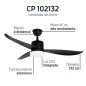 Orbegozo CP 102132 Ventilateur de plafond - Moteur AC puissant - Éclairage LED - Minuterie programmable - Télécommande - Design