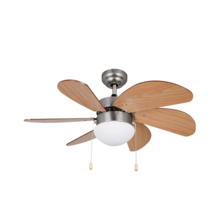 Orbegozo CP 15075 N Ventilateur de Plafond - avec Ventilateur de Plafond Intégré - Design Nickel et Bois - 3 Vitesses Réversible