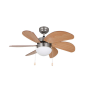 Orbegozo CP 15075 N Ventilateur de Plafond - avec Ventilateur de Plafond Intégré - Design Nickel et Bois - 3 Vitesses Réversible