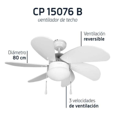 Ventilateur de plafond Orbegozo CP 15076 B - Idéal pour les petits environnements - Consommation d'énergie minimale - Système de