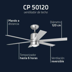 Orbegozo CP 50120 Ventilateur de Plafond Silencieux avec Système Réversible - Grand Mouvement d'Air - Faible Consommation - Télé