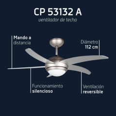 Orbegozo CP 53132 a Ventilateur de plafond écologique et sain - Climatisation efficace et économique - Télécommande pour contrôl