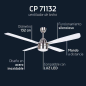Orbegozo CP 71132 Ventilateur de Plafond Inox - Puissant et Décoratif - Système de Ventilation Réversible - 3 Vitesses - Télécom
