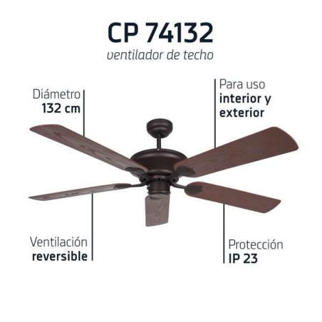 Orbegozo CP 74132 Ventilateur de Plafond Élégant et Efficace - Polyvalent pour l'intérieur et l'extérieur - Système de Ventilati