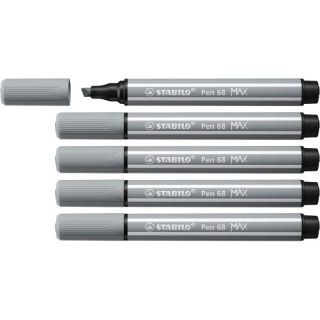 ✅ Lot de 5 Marqueurs Stabilo Pen 68 MAX Gris couleur gris en stock