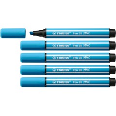 ✅ Lot de 5 Marqueurs Stabilo Pen 68 MAX Bleu clair couleur Azul Celeste en stock