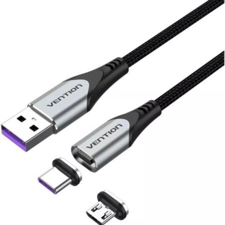 Câble USB 2.0 Vention - Longueur : 50 cm - Connecteurs interchangeables USB-A, USB-C et micro-USB - Vitesse jusqu'à 480 Mbps - G