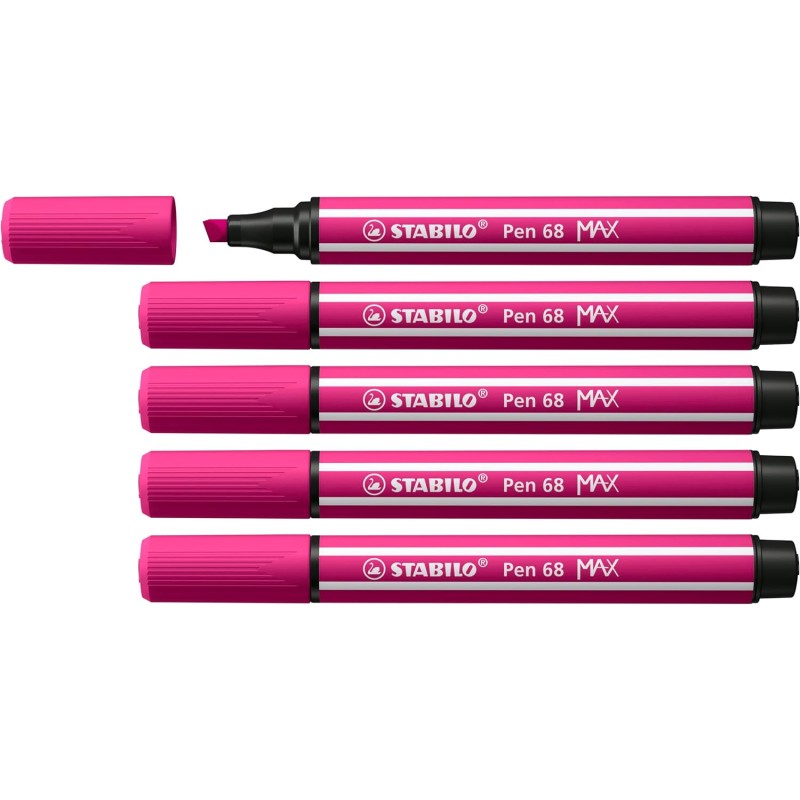 Lot de 5 Marqueurs Stabilo Pen 68 MAX Rose