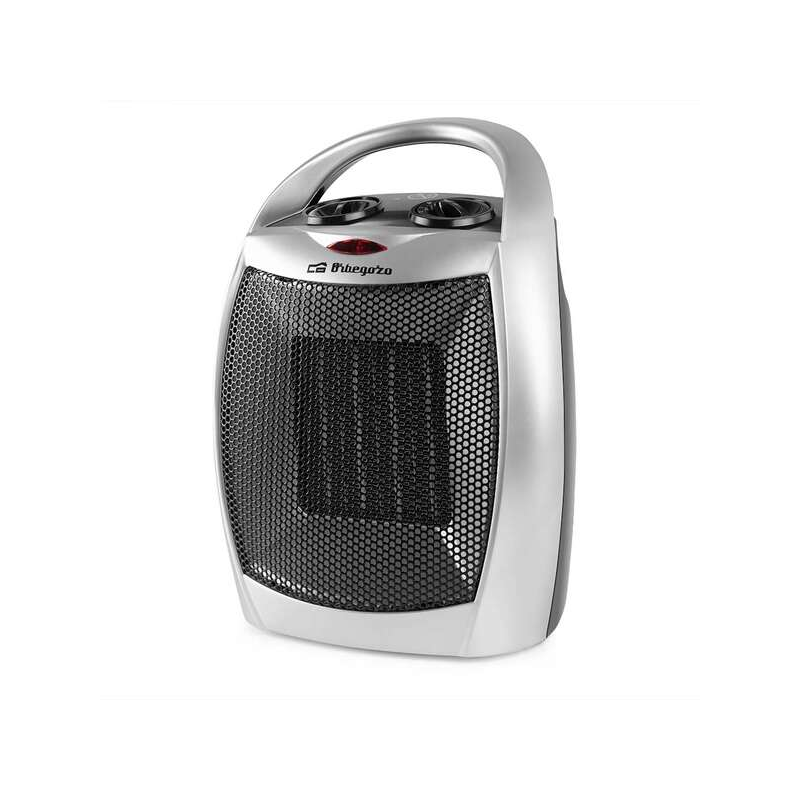 Orbegozo CR 5016 Chauffage céramique argenté - Thermostat réglable - 2 niveaux de puissance - Protection contre la surchauffe -