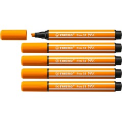 ✅ Lot de 5 Marqueurs Stabilo Pen 68 MAX Orange couleur orange en stock