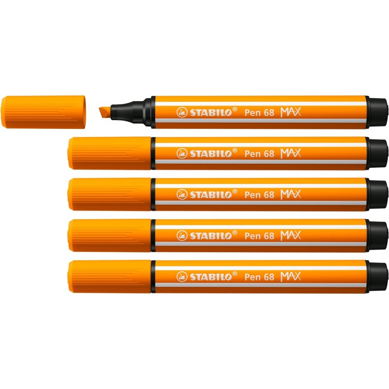 Lot de 5 Marqueurs Stabilo Pen 68 MAX Orange
