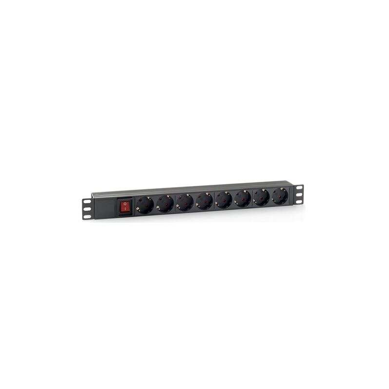 Cromad Bloc multiprise 8 connecteurs pour montage en rack 19" 1U - Interrupteur marche/arrêt - Boîtier plastique - Câble 1,80 m