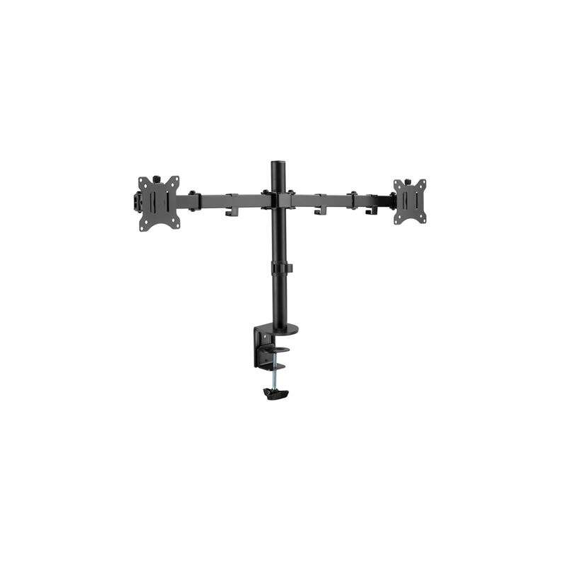 Support de table Cromad avec bras articulés pour 2 écrans 13"-32" - Pivotant, inclinable et extensible - Gestion des câbles - Ma